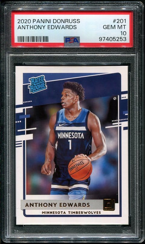 Authentic 2020 Panini Donruss #201 Anthony Edwards PSA 10 Rookie Basketball Card