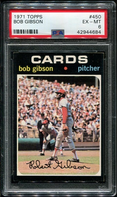 Authentic 1971 Topps #450 Bob Gibson PSA 6 Baseball Card