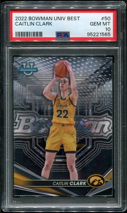 Authentic 2022 Bowman University Best Caitlin Clark PSA 10 Rookie Basketball Card