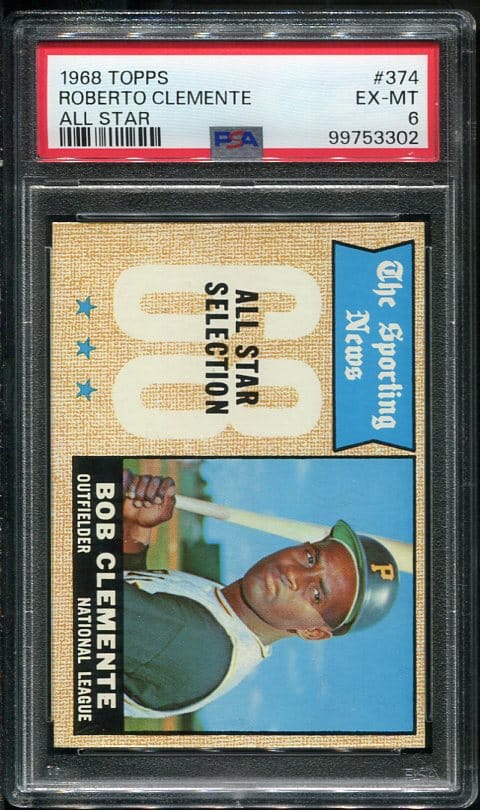 ROBERTO CLEMENTE 1968 TOPPS ALL-STAR authentic #374 PSA 6