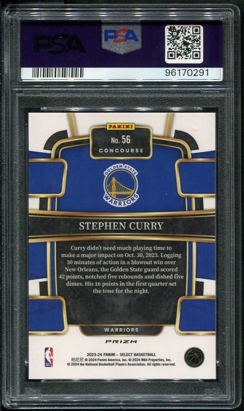 2023 Panini Select #56 Stephen Curry Blue Prizm Psa 10 (96170291) - All 