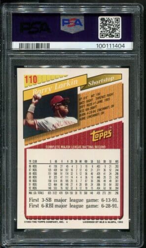 1993 Topps #110 Barry Larkin Psa 10 Hof (100111404) - All Star Cards Inc