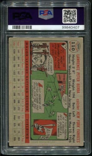 1956 Topps #110 Yogi Berra Gray Back PSA 3 HOF (99840407) - All Star ...