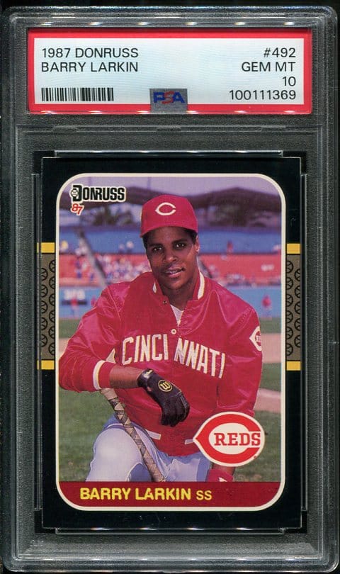 Authentic 1987 Donruss #492 Barry Larkin PSA 10 Rookie Baseball Card