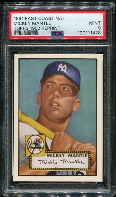 1991 East Coast National Mickey Mantle (1952 Topps Reprint) PSA 9 Baseball Card