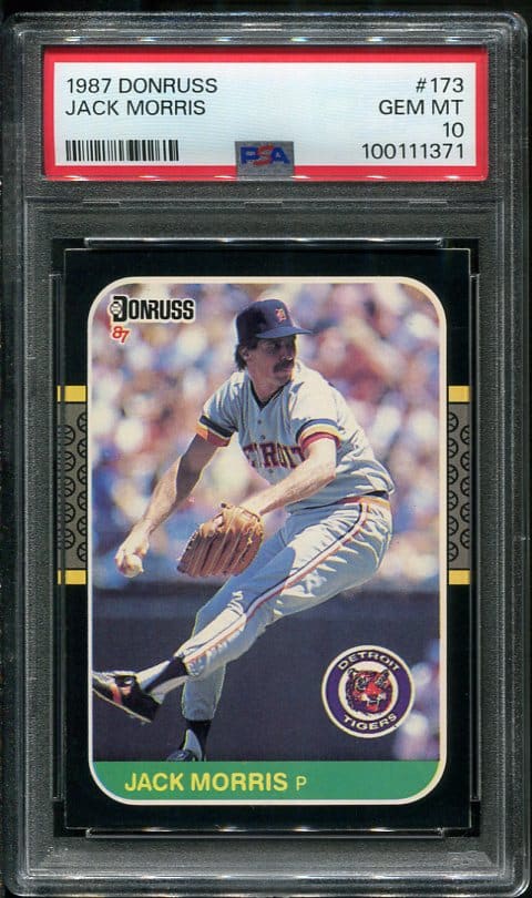 Authentic 1987 Donruss #173 Jack Morris PSA 10 Baseball Card