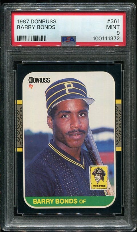 Authentic 1987 Donruss #361 Rookie Barry Bonds PSA 9 Baseball card