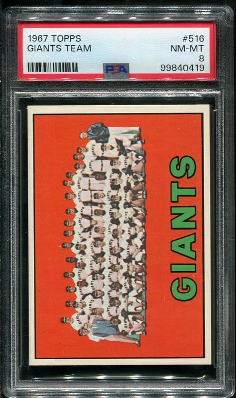 Authentic 1967 Topps #516 Giants Team PSA 8 Baseball Card