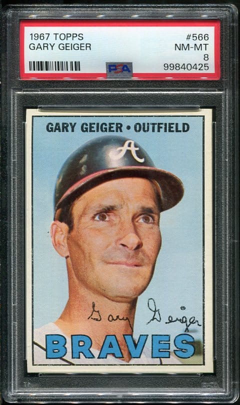 Authentic 1967 Topps #566 Gary Geiger PSA 8 Baseball Card