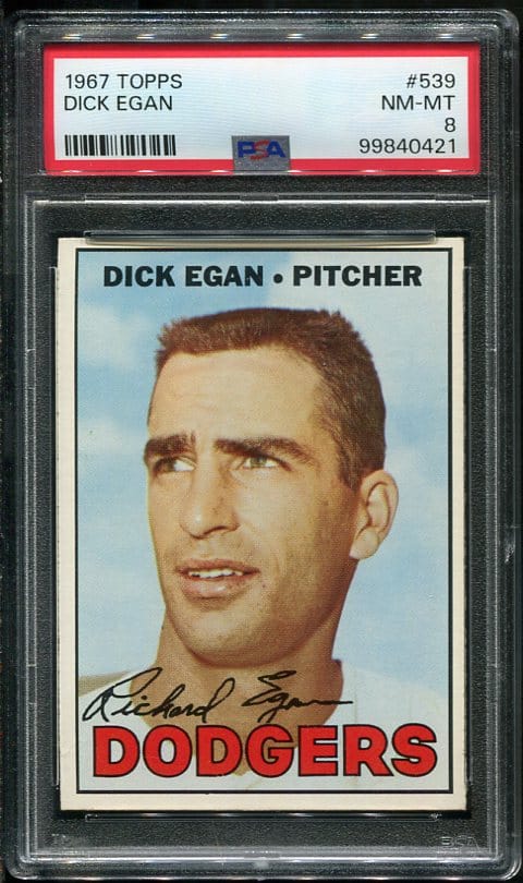 Authentic 1967 Topps #539 Dick Egan PSA 8 Baseball Card