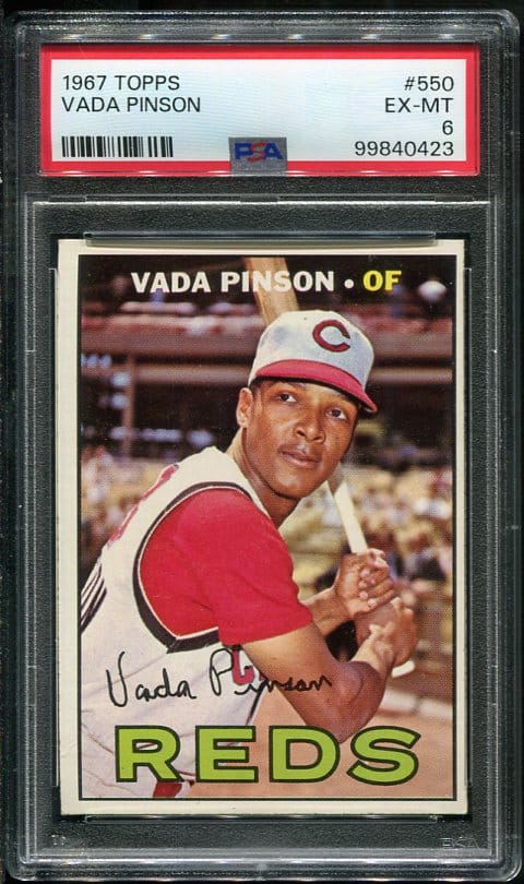 Authentic 1967 Topps #550 Vada Pinson PSA 6 Baseball Card