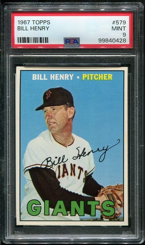 Authentic 1967 Topps #579 Bill Henry PSA 9 Baseball Card