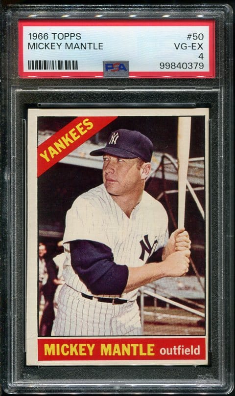 Authentic 1966 Topps #50 Mickey Mantle PSA 4 Baseball Card