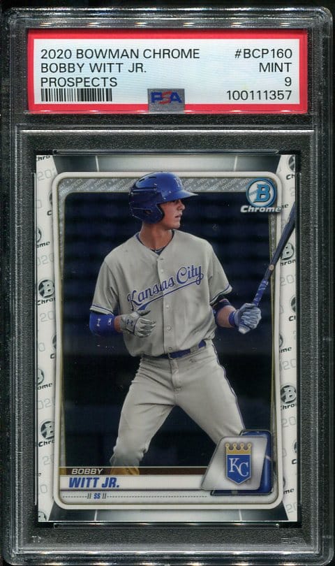 Authentic 2020 Bowman Chrome Bobby Witt Rookie PSA 9 Baseball Card