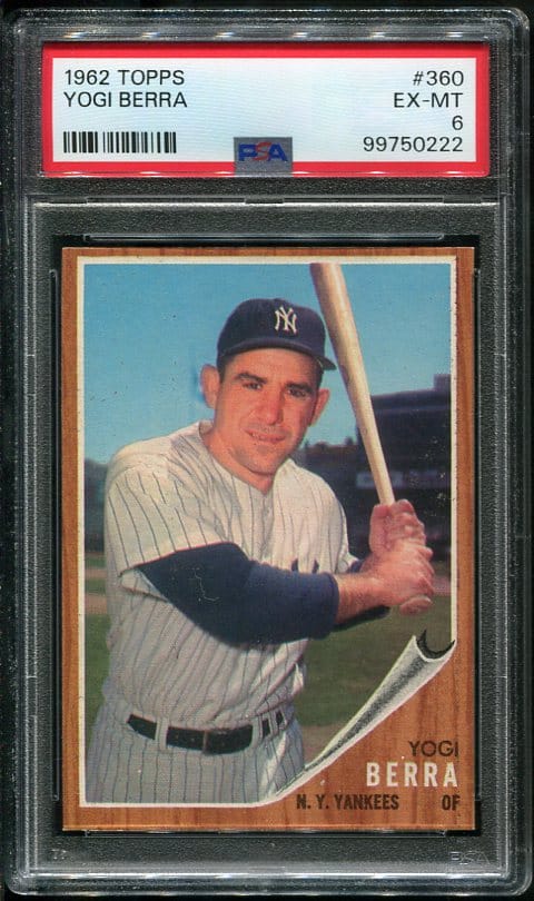 Authentic 1962 Topps #360 Yogi Berra PSA 6 Baseball Card