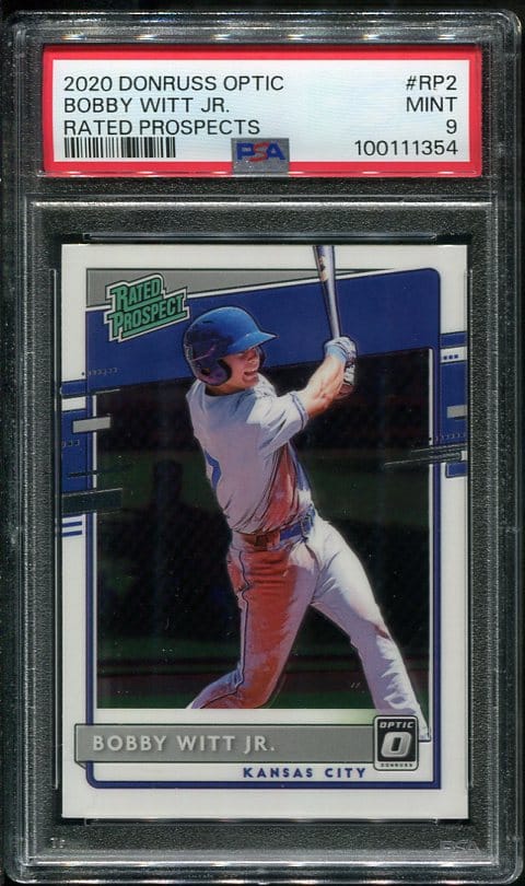 Authentic 2020 Donruss Optic #RP2 Bobby Witt, Jr. PSA 9 Rookie Baseball Card