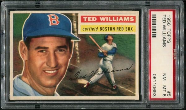 Authentic 1956 Topps #5 Ted Williams PSA 8 Baseball Card